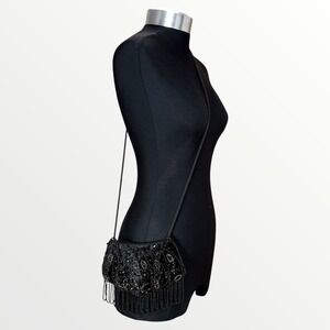 Vintage Beaded Evening Bag Velvet Clutch Purse Party Crossbody‎ Small